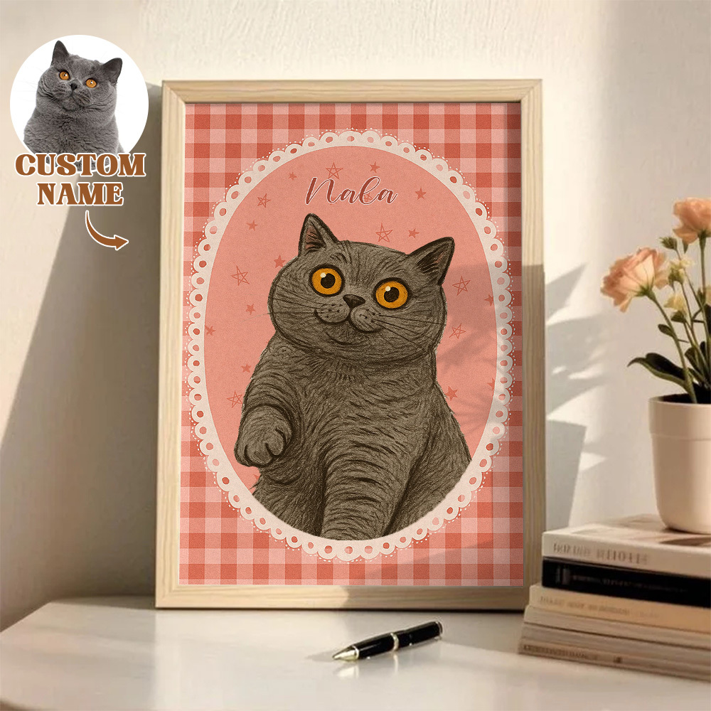 Custom Pet Photo Cartoon Wooden Frame Decorations Romantic Decor Plaque Gifts