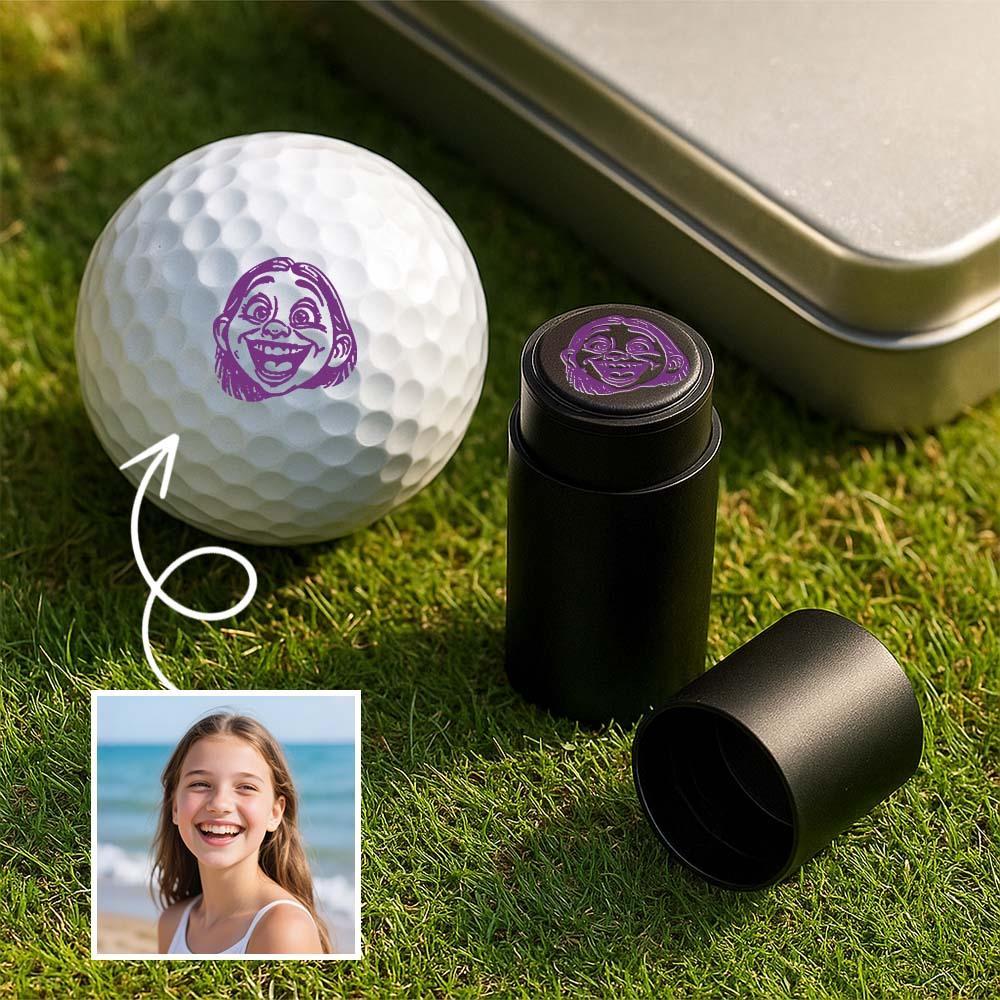 Personalized Anime Photo Golf Ball Stamp with Metal Storage Box Birthday Father's Day Gift for Golf Player - SantaSocks