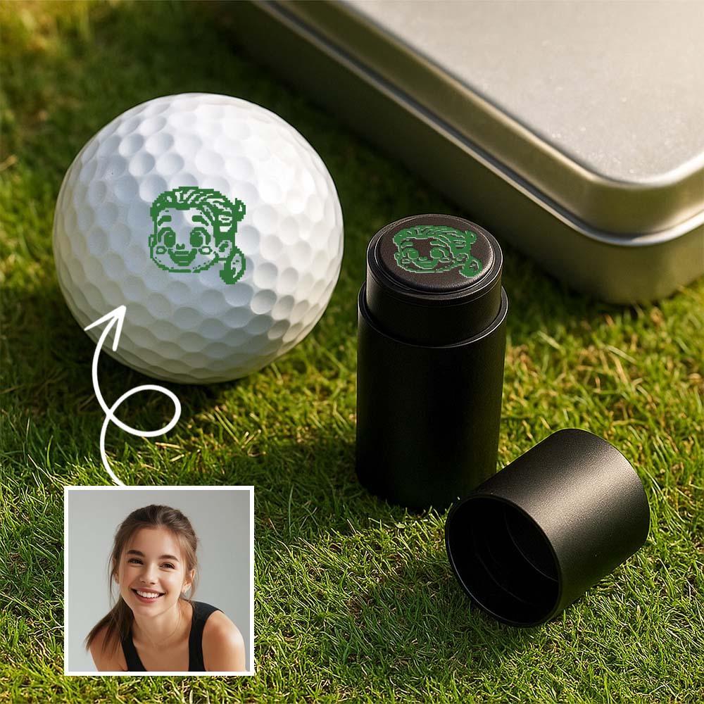 Personalized Anime Photo Golf Ball Stamp with Metal Storage Box Birthday Father's Day Gift for Golf Player - SantaSocks
