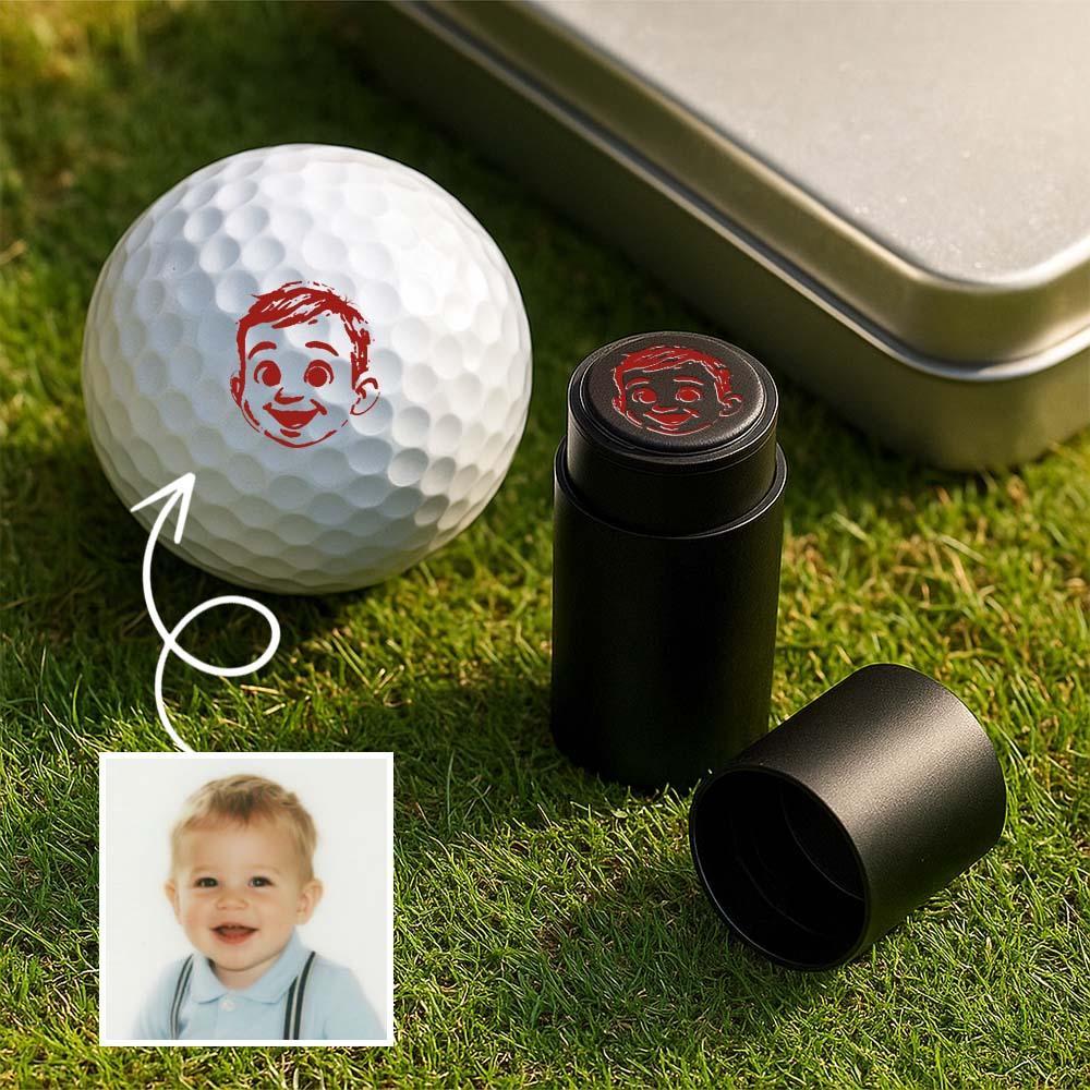 Personalized Anime Photo Golf Ball Stamp with Metal Storage Box Birthday Father's Day Gift for Golf Player - SantaSocks