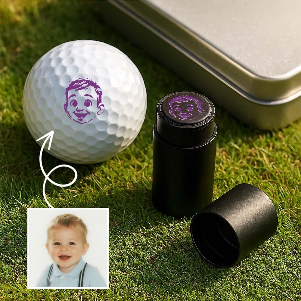 Personalized Anime Photo Golf Ball Stamp with Metal Storage Box Birthday Father's Day Gift for Golf Player - SantaSocks