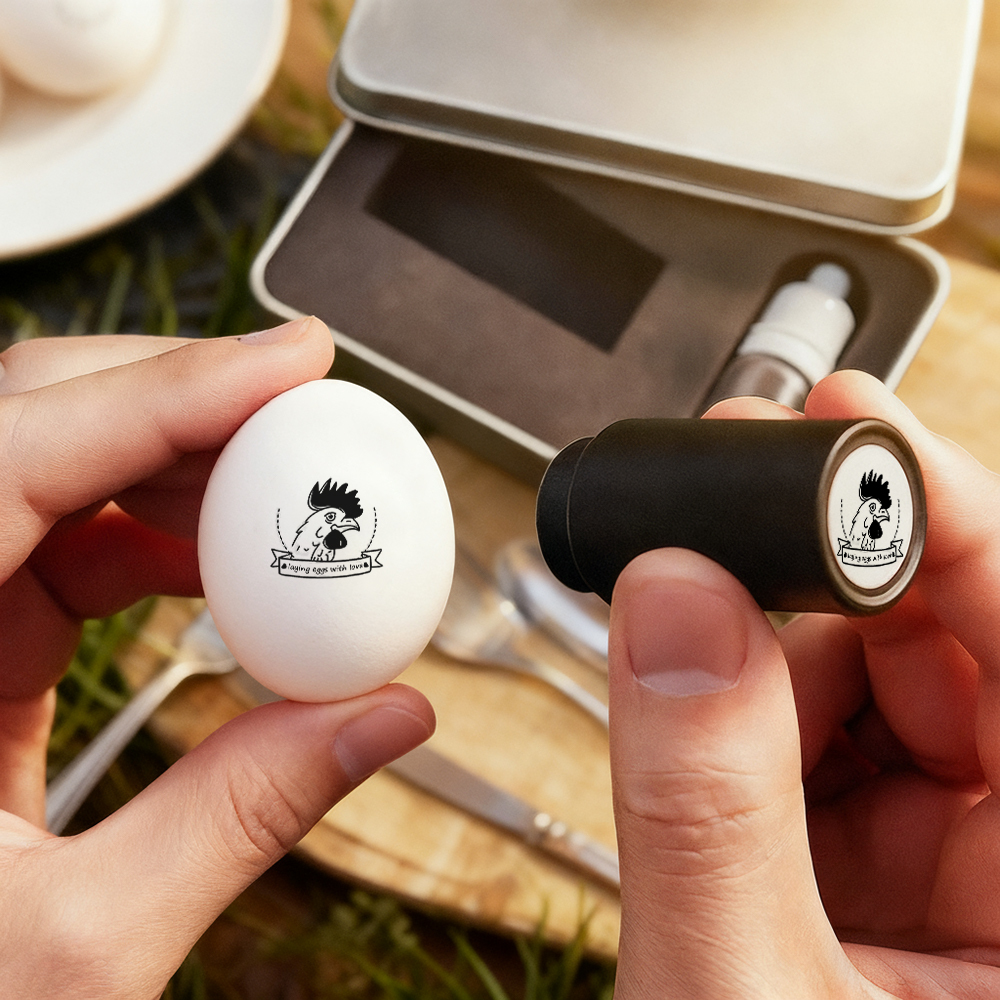 Personalized Chicken Silhouette Pattern Egg Stamp Farm Egg Label with Text and Box Birthday Mother's Day Father's Day Gift for Family Farmer Breeder