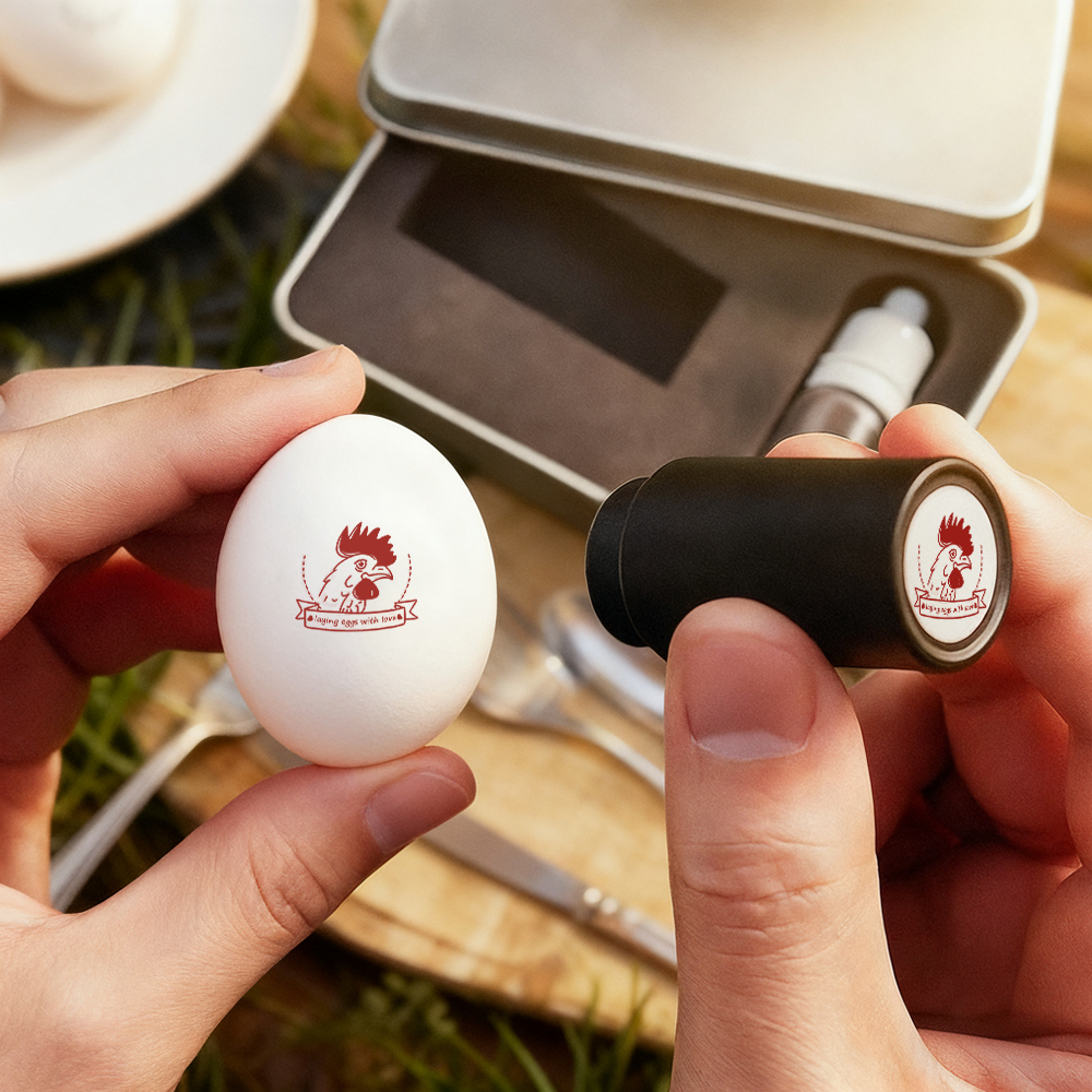 Personalized Chicken Silhouette Pattern Egg Stamp Farm Egg Label with Text and Box Birthday Mother's Day Father's Day Gift for Family Farmer Breeder