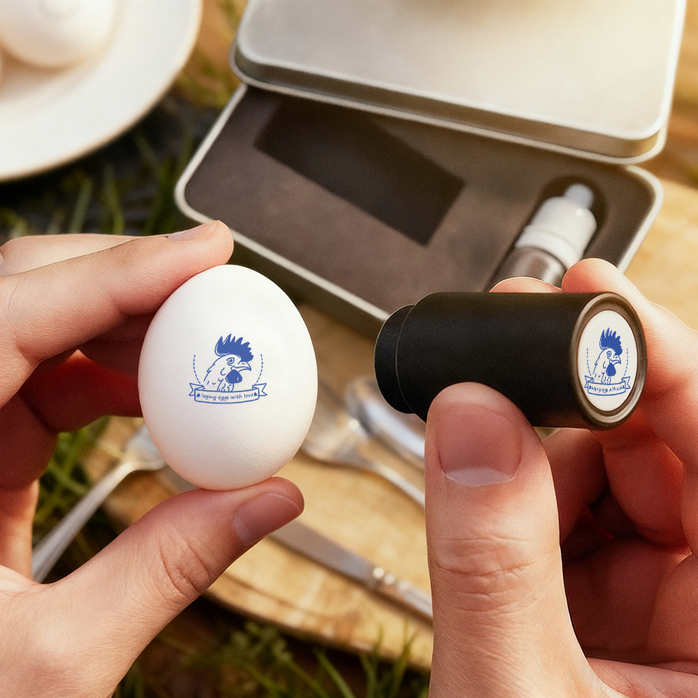 Personalized Chicken Silhouette Pattern Egg Stamp Farm Egg Label with Text and Box Birthday Mother's Day Father's Day Gift for Family Farmer Breeder