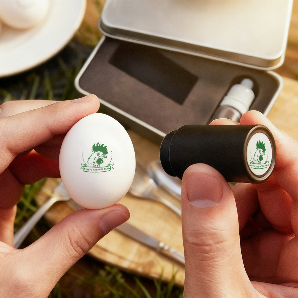 Personalized Chicken Silhouette Pattern Egg Stamp Farm Egg Label with Text and Box Birthday Mother's Day Father's Day Gift for Family Farmer Breeder