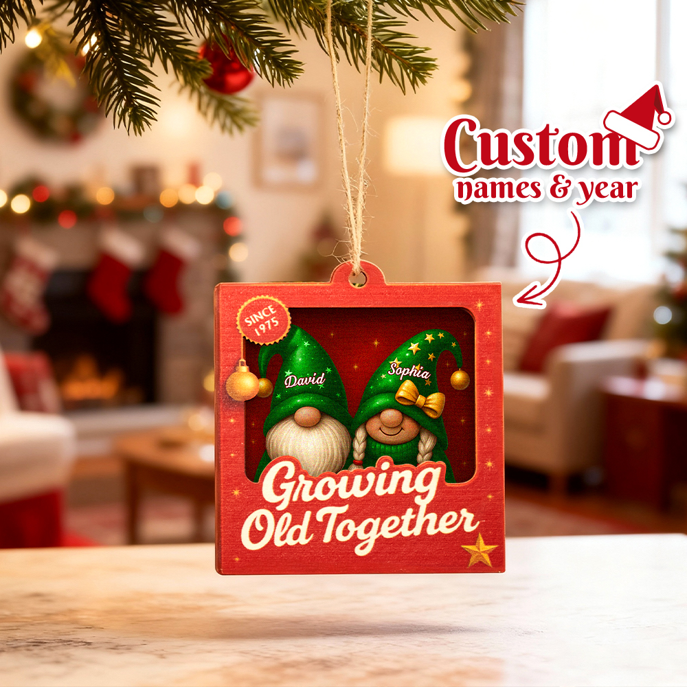 Growing Old Together Christmas Gnome Ornament Gift For Couples - SantaSocks