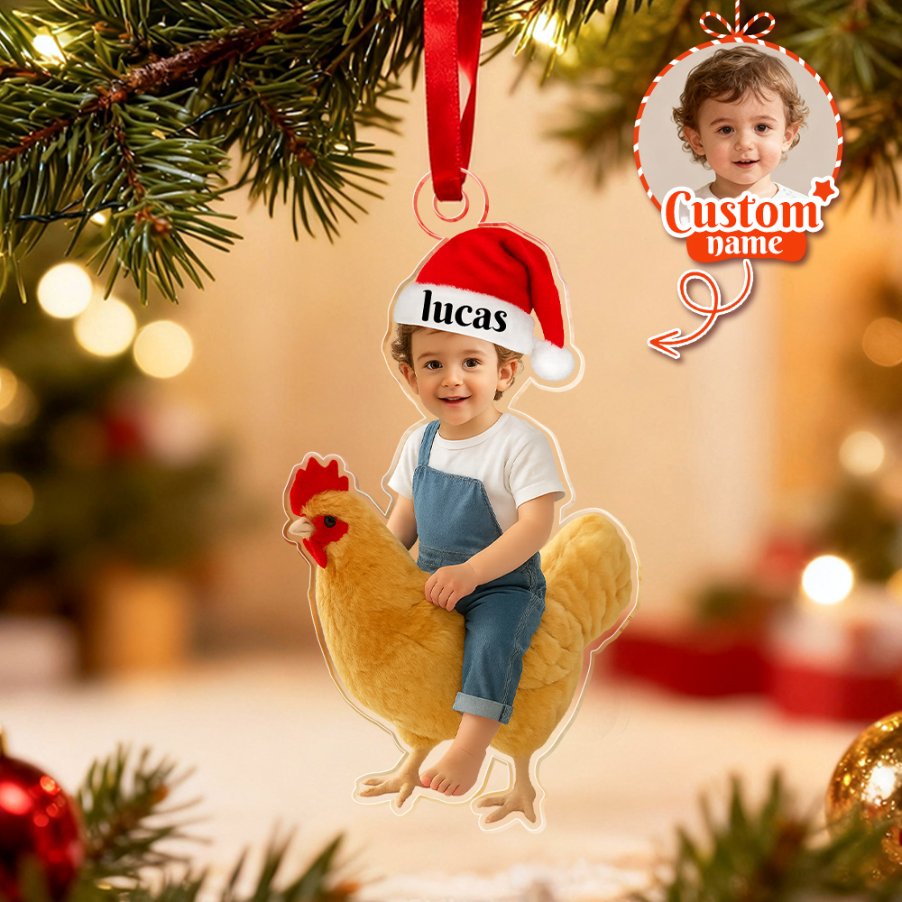 Personalized Name Cow With Kid Acrylic Ornaments, Custom Photo Cow Kid Acrylic Ornaments, Acrylic Holiday Gift Ornaments,Xmas Keepsake Gifts - SantaSocks