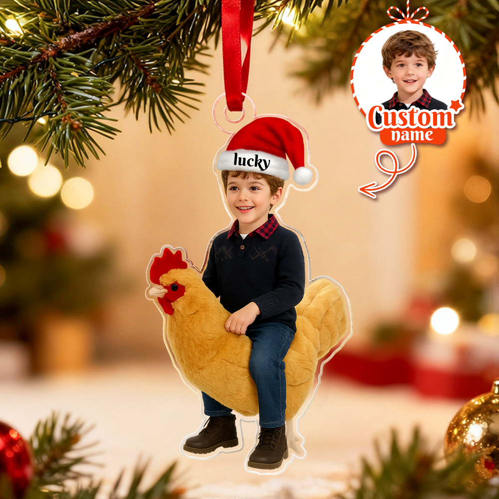 Personalized Name Cow With Kid Acrylic Ornaments, Custom Photo Cow Kid Acrylic Ornaments, Acrylic Holiday Gift Ornaments,Xmas Keepsake Gifts - SantaSocks