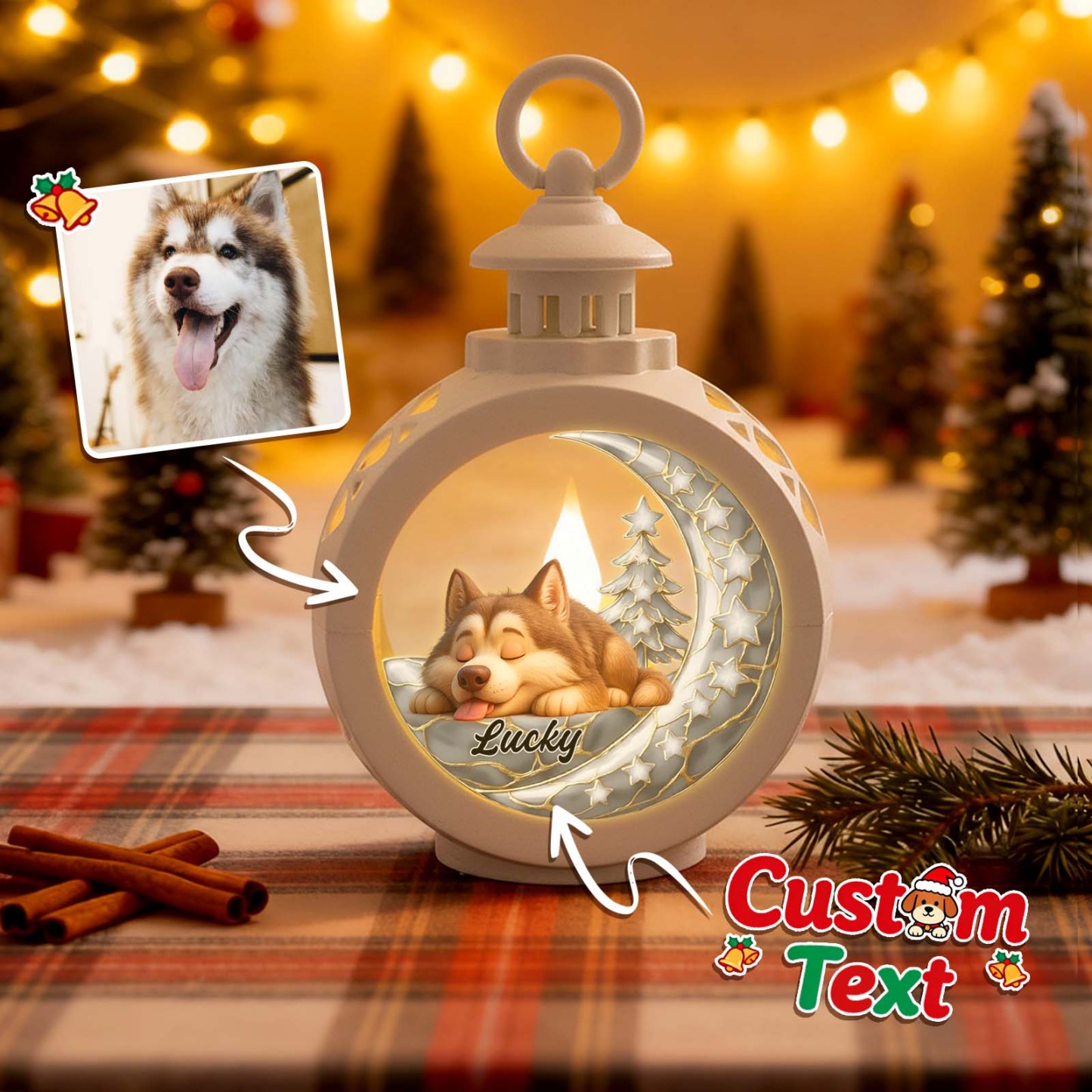 Custom Christmas Lantern Beside You Personalized Christmas Gifts for Pet Lovers Colorful - SantaSocks
