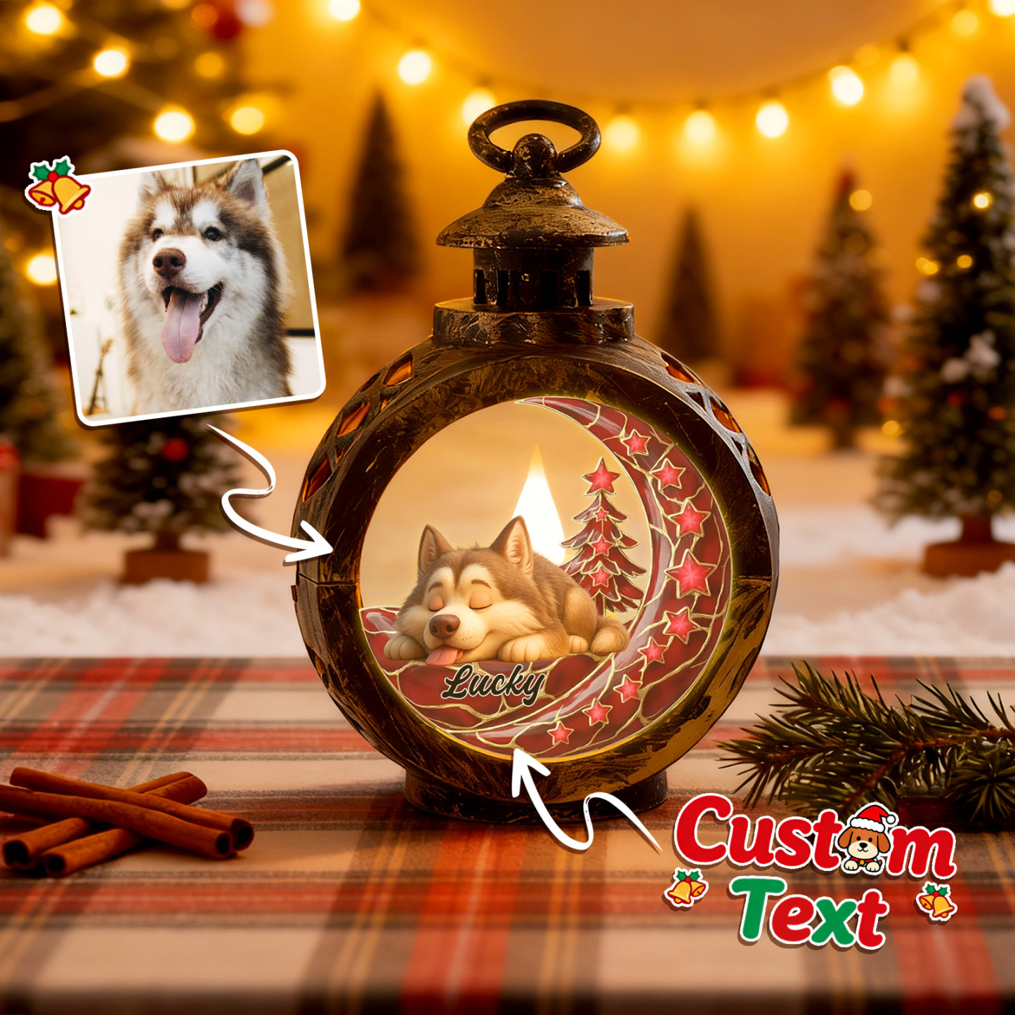Custom Christmas Lantern Beside You Personalized Christmas Gifts for Pet Lovers Colorful - SantaSocks