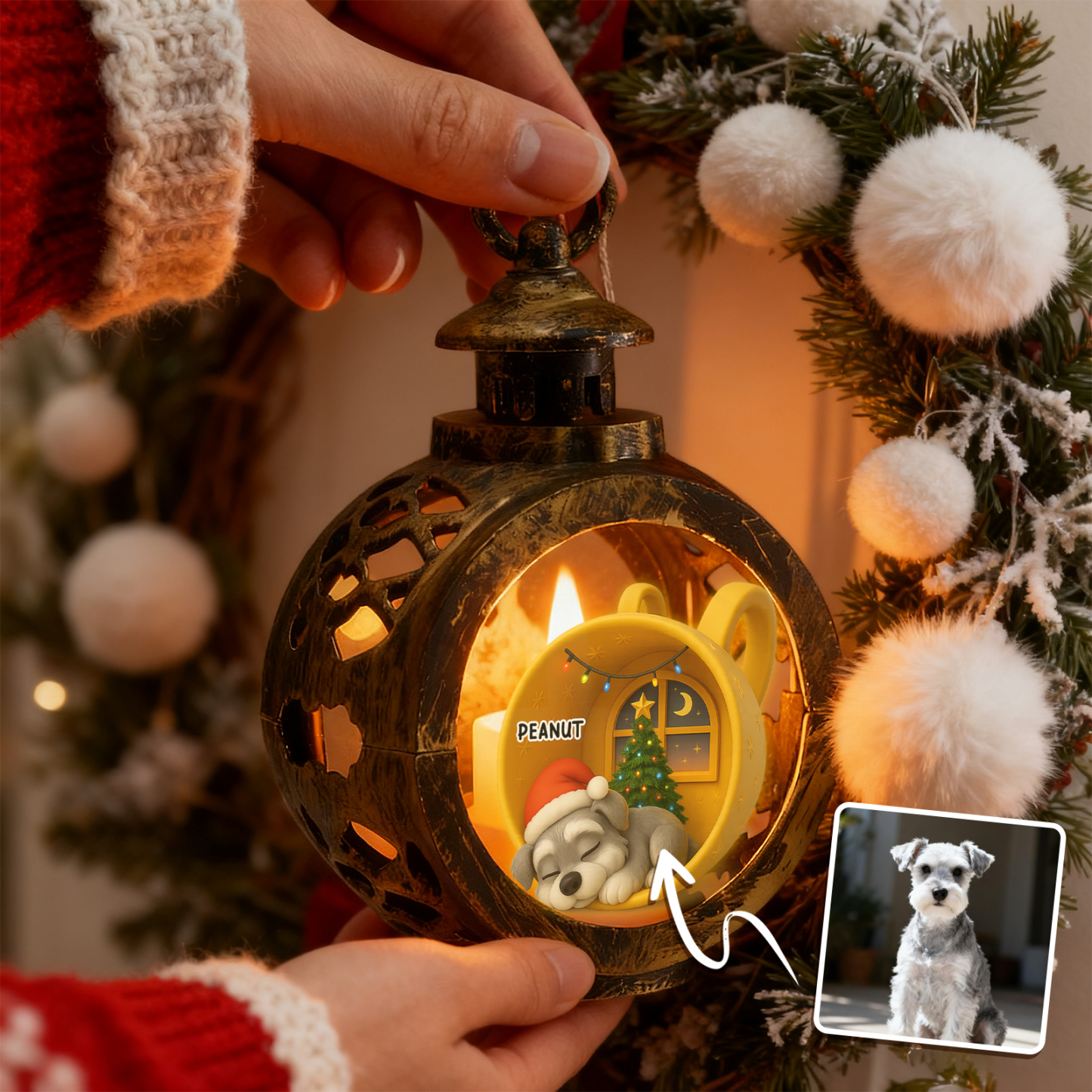 Custom 2025 Christmas Lantern Beside You Anime Photos Personalized Christmas Gifts for Pet Lovers - SantaSocks