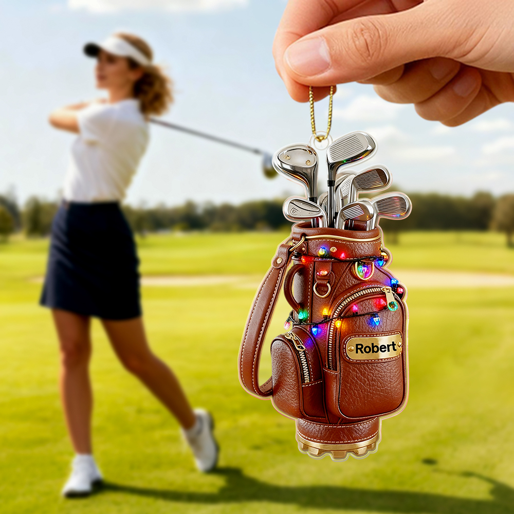 Golf Christmas Ornament  Personalized Acrylic Gift for Golfers Custom Name Golf Ball Ornament Holiday Golf Decor