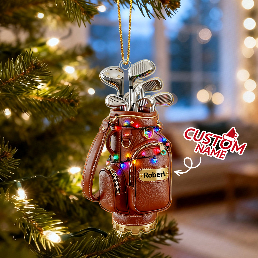Golf Christmas Ornament  Personalized Acrylic Gift for Golfers Custom Name Golf Ball Ornament Holiday Golf Decor