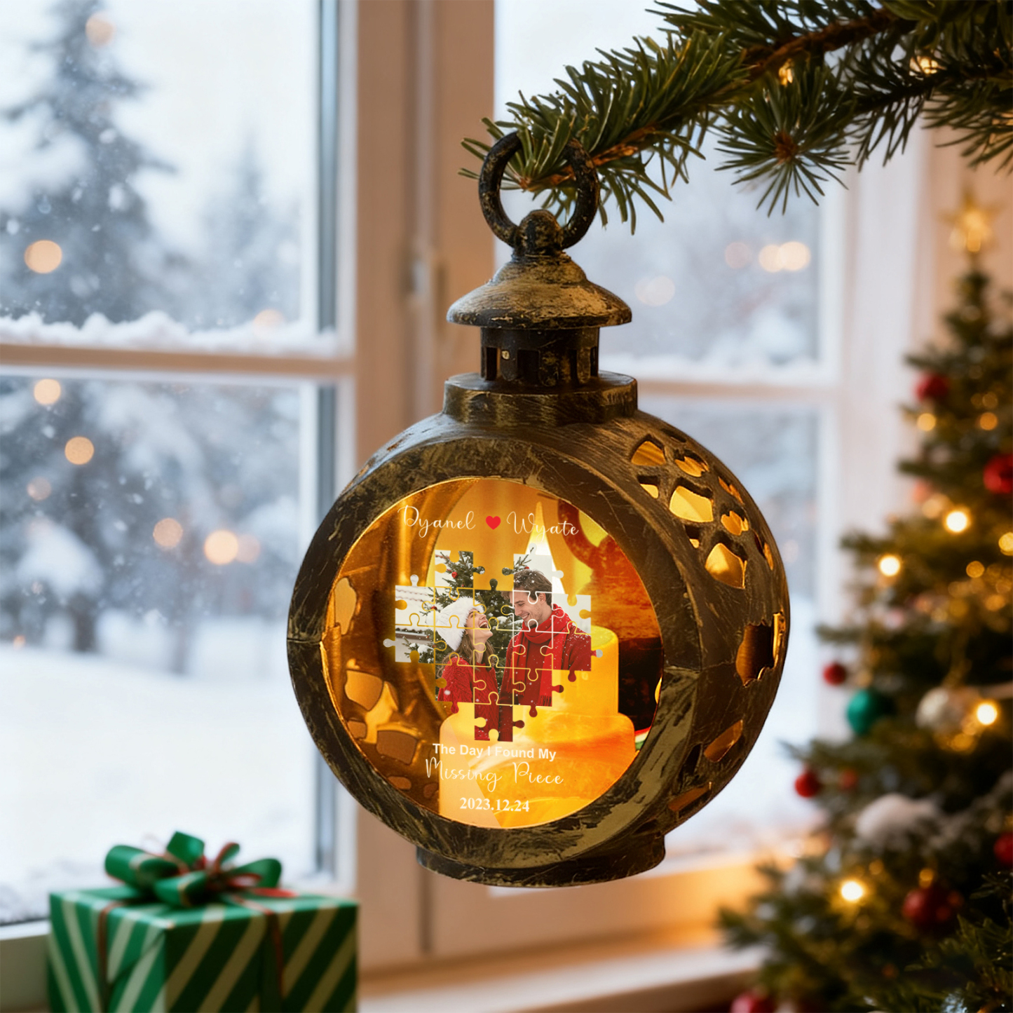 Custom Heart Lantern Beside You Photos Personalized Love Gifts for Boyfriend Husband - SantaSocks