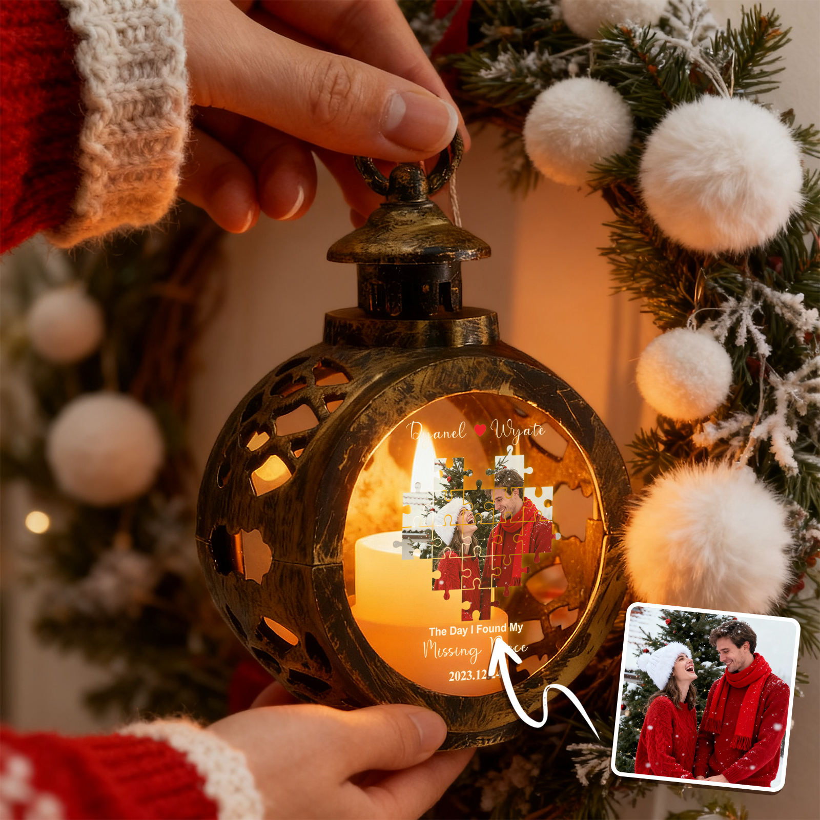 Custom Heart Lantern Beside You Photos Personalized Love Gifts for Boyfriend Husband