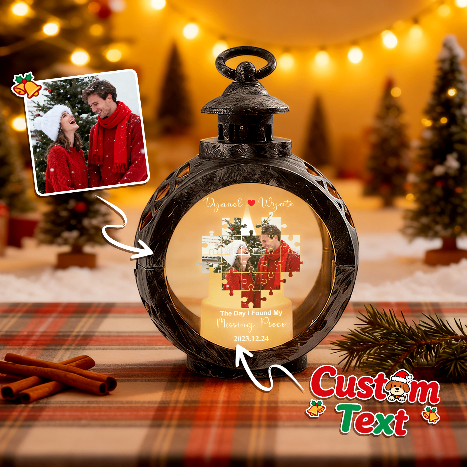 Custom Heart Lantern Beside You Photos Personalized Love Gifts for Boyfriend Husband