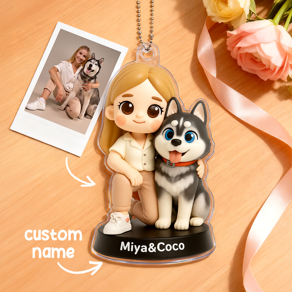 Custom Acrylic Car Hanger - Funny Gifts for Cute Pet Moment - Custom Gift for Boyfriend & Girlfriend Pet Lovers - SantaSocks