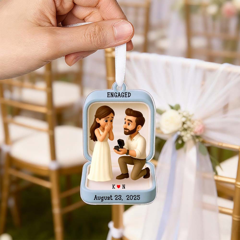 First Christmas Engaged 2025 Ornament, Custom Proposal Photo Figure Ornament, Personalized Engagement Keepsake, Christmas Gift For Couples