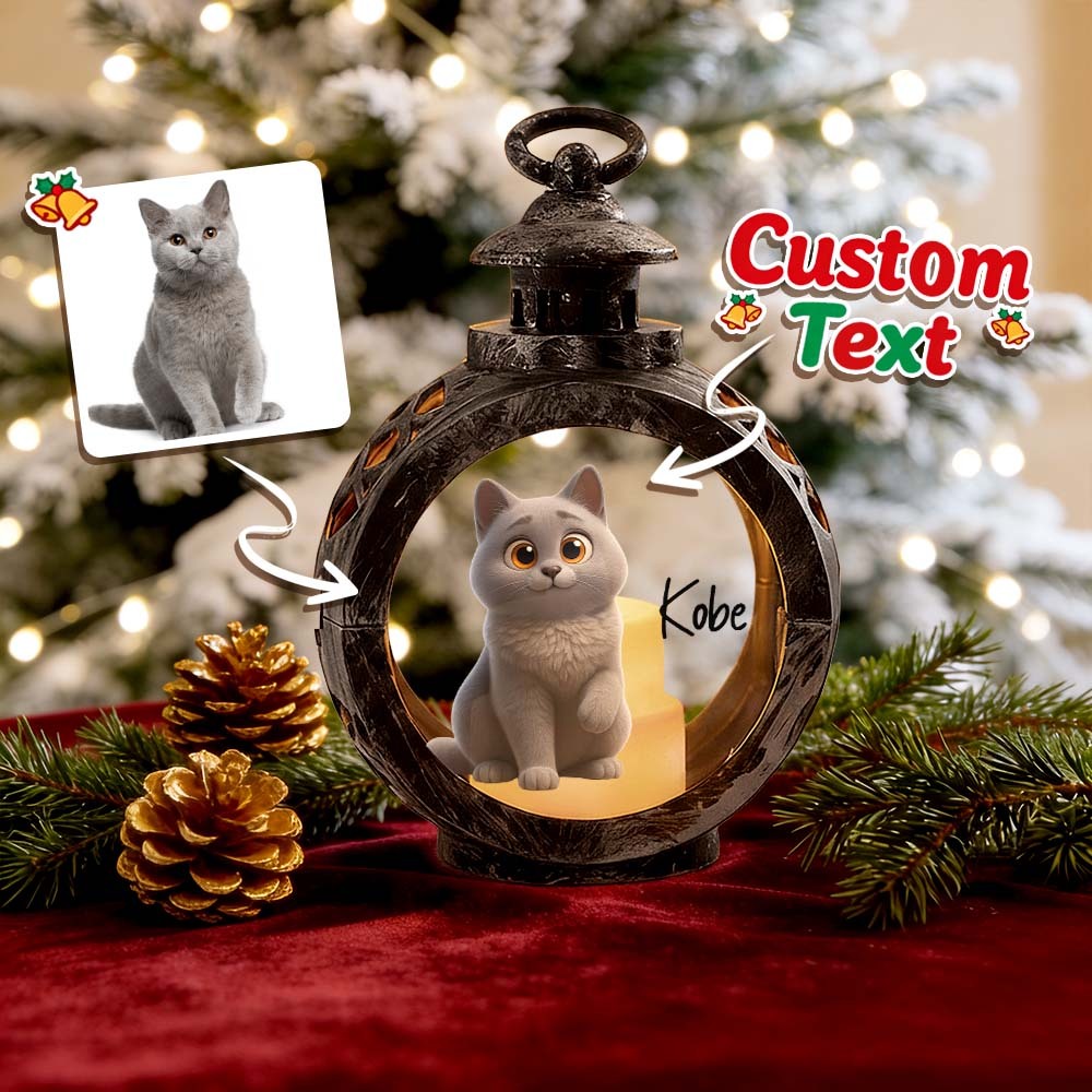 Custom Pet Photo Multiple Effects Available Lantern Ornament Personalized Custom 3D Effect Christmas Lantern