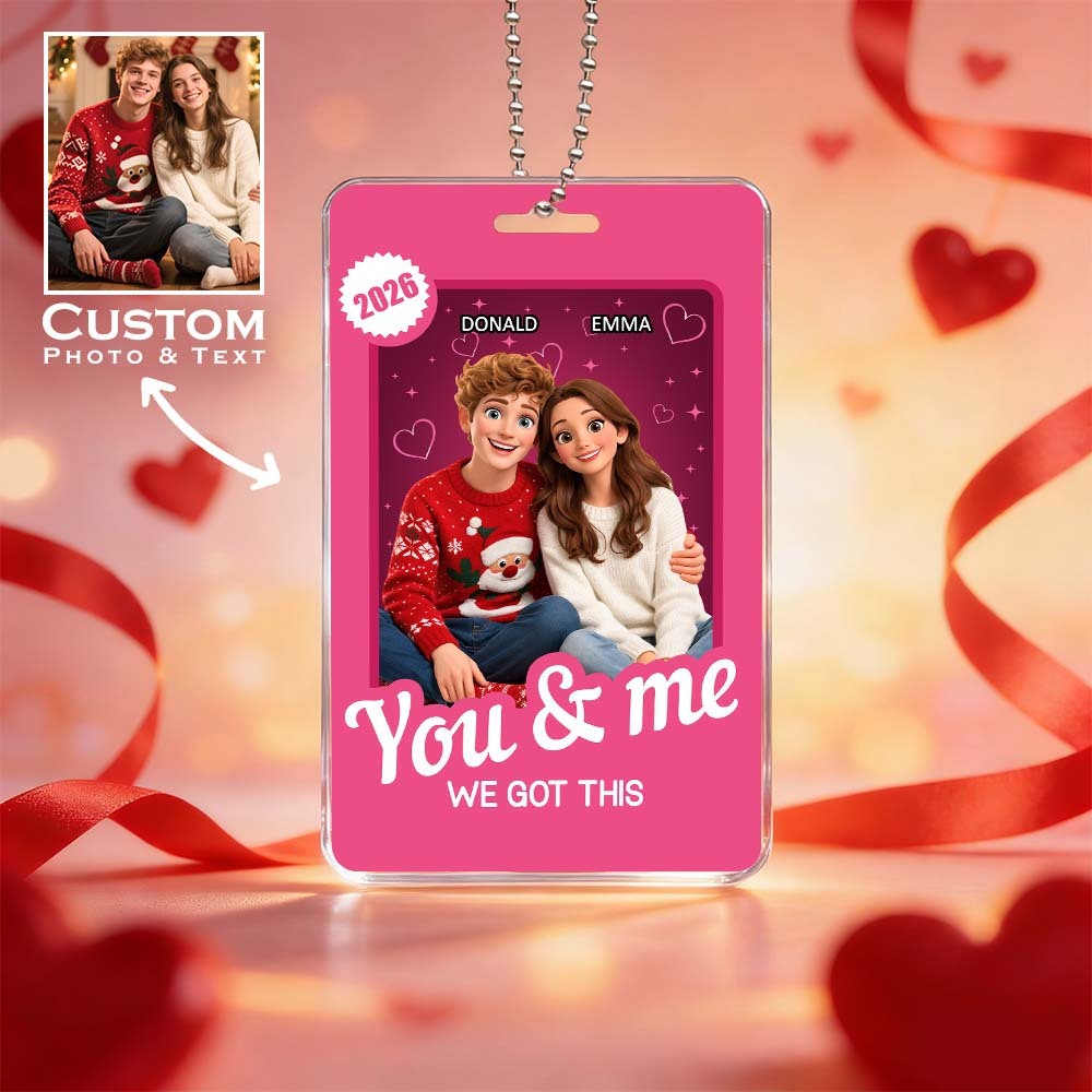 Custom Valentine's Day Gifts Personalized Acrylic Car Hanger Gift Packaging Style Art Gift for Lover 2D Printed Flat Design - SantaSocks