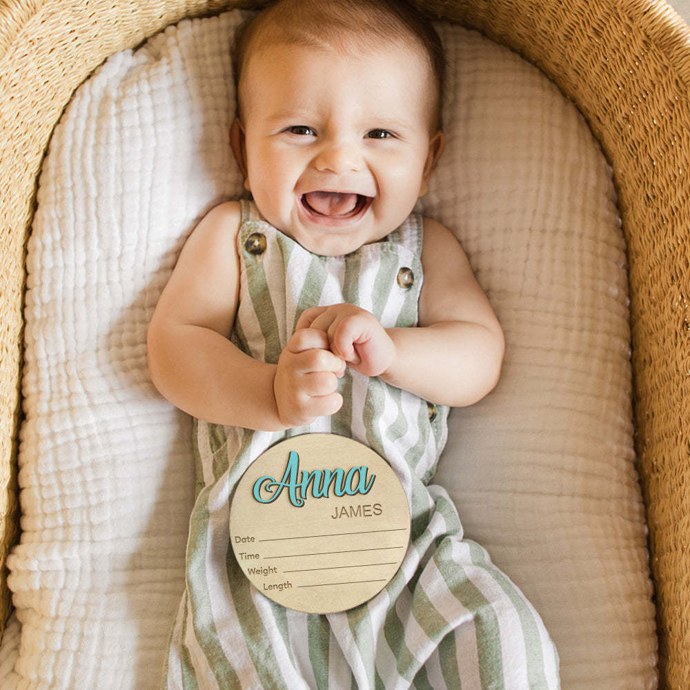 Baby Announcement Sign with Birth Stats Footprint Sign For Newborn Baby Name Reveal Personalized Baby Name Sign For Hospital - SantaSocks