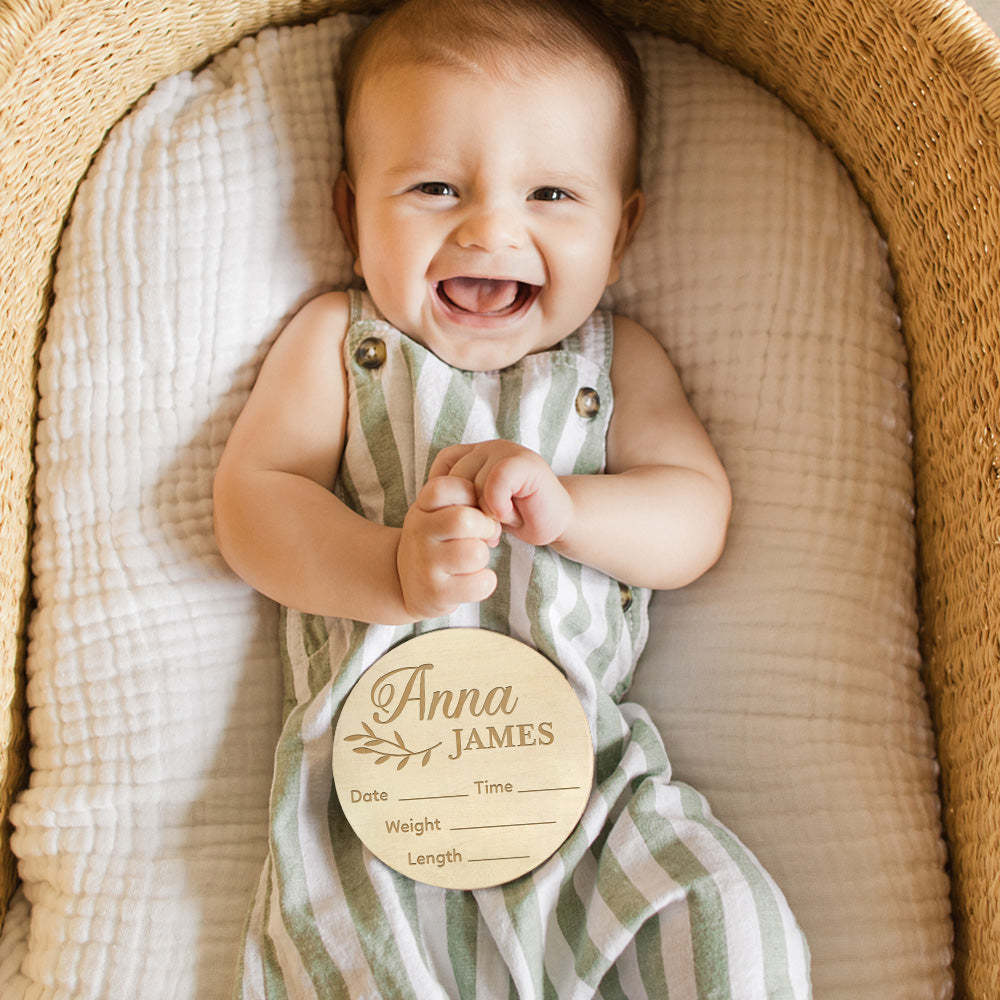 Baby Announcement Sign with Birth Stats Footprint Sign For Newborn Baby Name Reveal Personalized Baby Name Sign For Hospital - SantaSocks