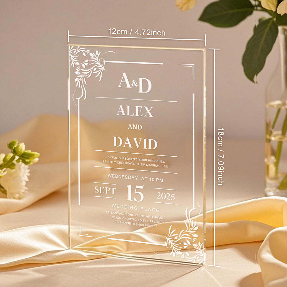 Personalized Acrylic Wedding Invitation Party Invitations - SantaSocks
