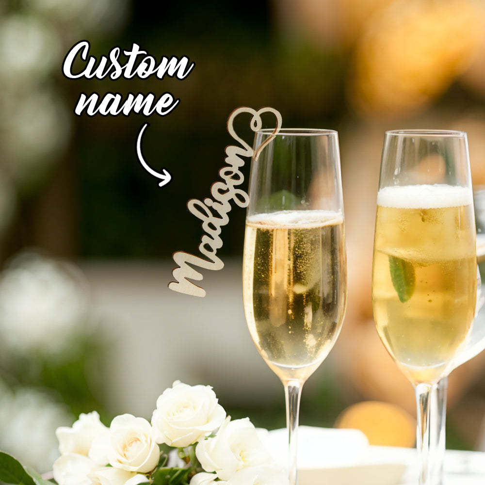 Personalized Wooden Place Cards for the Champagne Flute Name Cards Wedding Table Decoration - SantaSocks