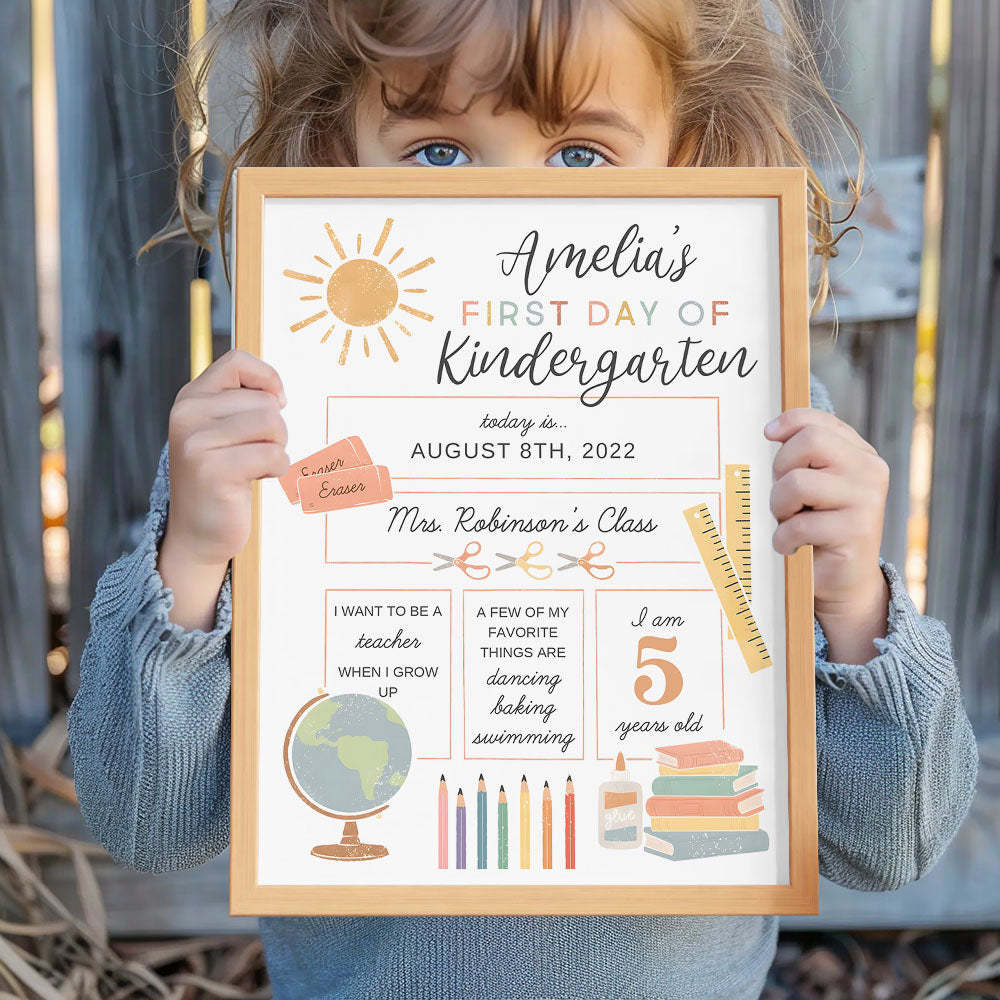 Personalized Back to School Sign First Day of School Sign Gifts for Kids - SantaSocks