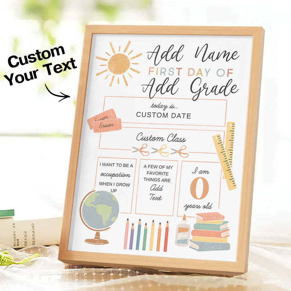 Personalized Back to School Sign First Day of School Sign Gifts for Kids - SantaSocks