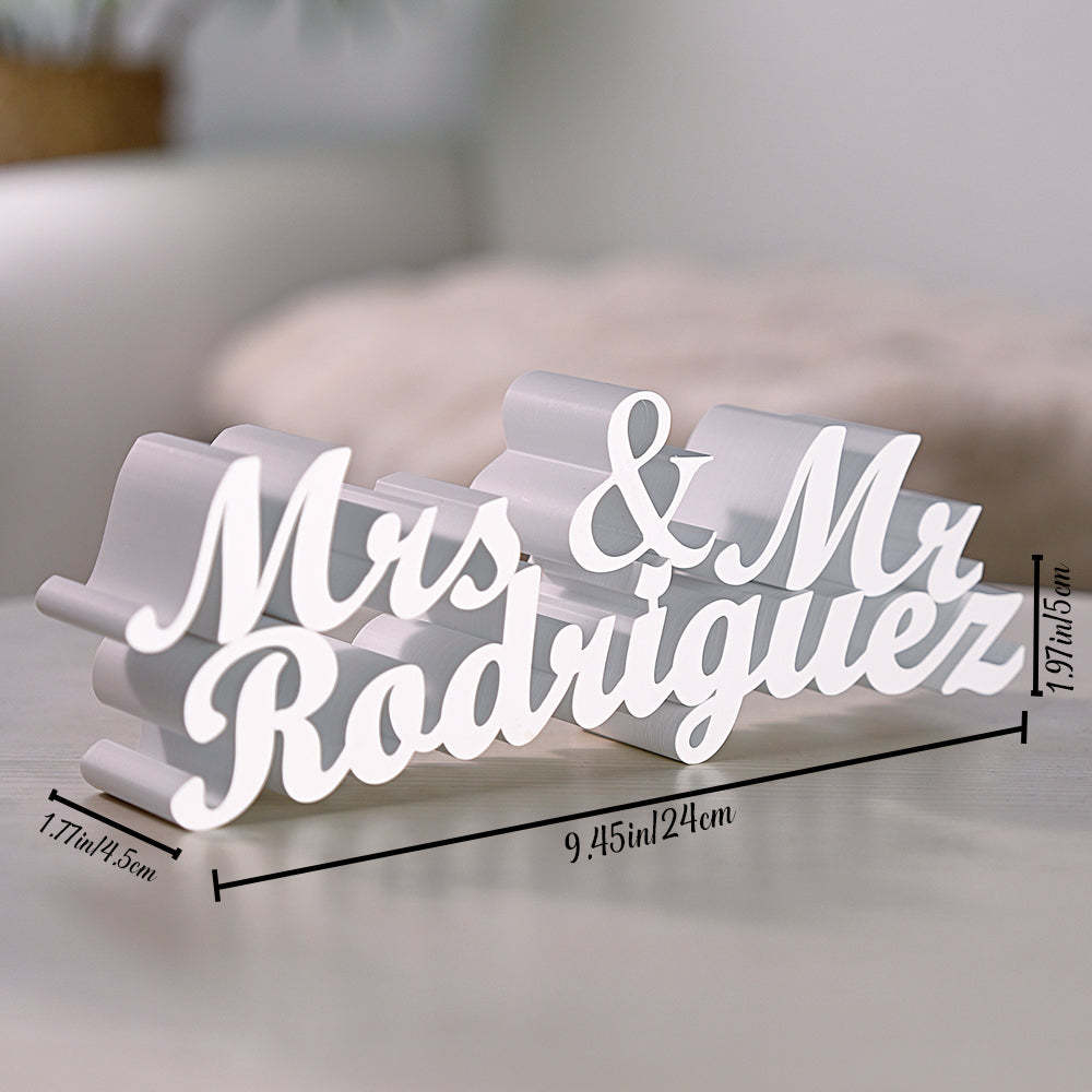 Personalized 3D Print Last Name Sign Custom Wedding Family Name Sign Wedding Tabletop Centerpieces for Wedding and Home - SantaSocks