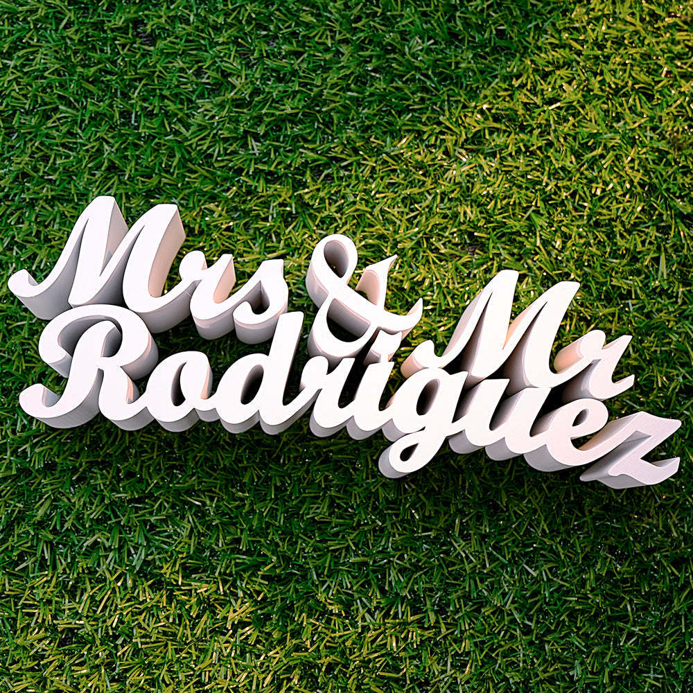 Personalized 3D Print Last Name Sign Custom Wedding Family Name Sign Wedding Tabletop Centerpieces for Wedding and Home - SantaSocks