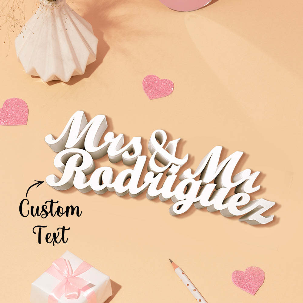 Personalized 3D Print Last Name Sign Custom Wedding Family Name Sign Wedding Tabletop Centerpieces for Wedding and Home - SantaSocks