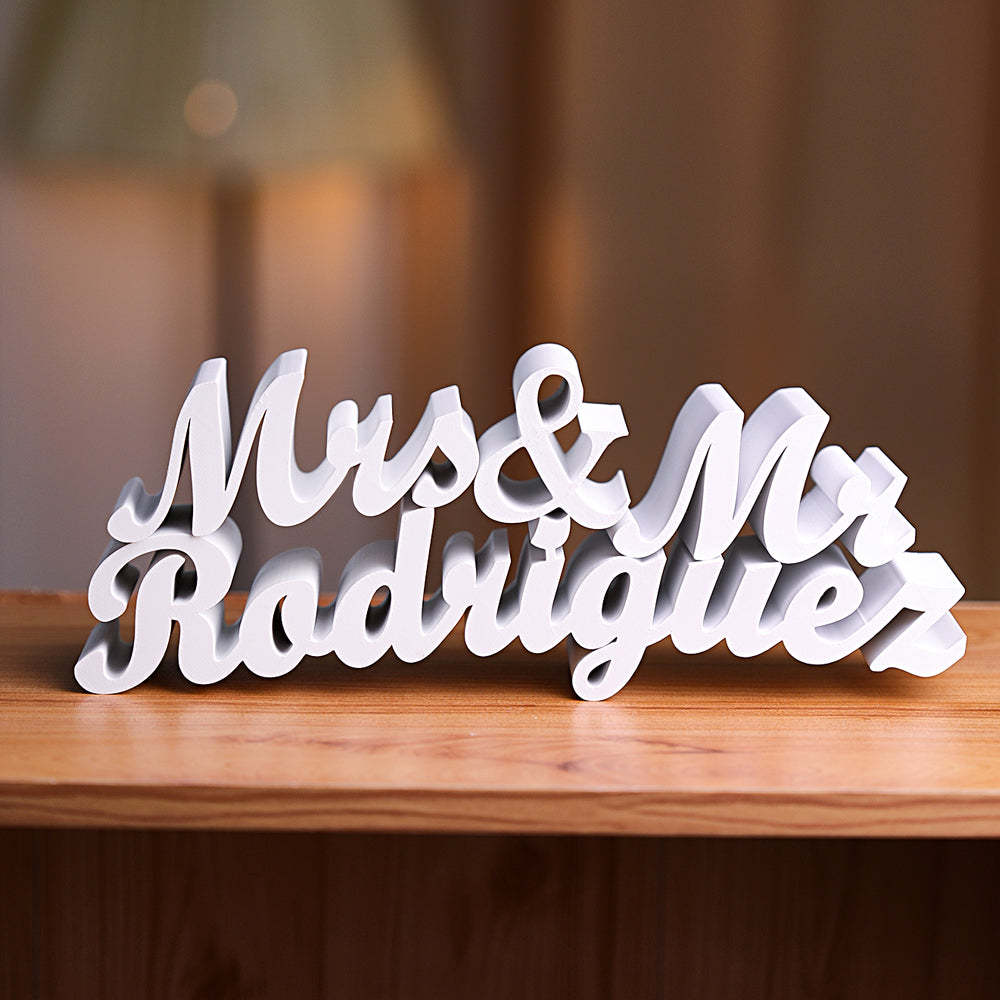 Personalized 3D Print Last Name Sign Custom Wedding Family Name Sign Wedding Tabletop Centerpieces for Wedding and Home - SantaSocks