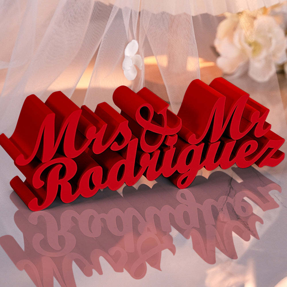 Personalized 3D Print Last Name Sign Custom Wedding Family Name Sign Wedding Tabletop Centerpieces for Wedding and Home - SantaSocks