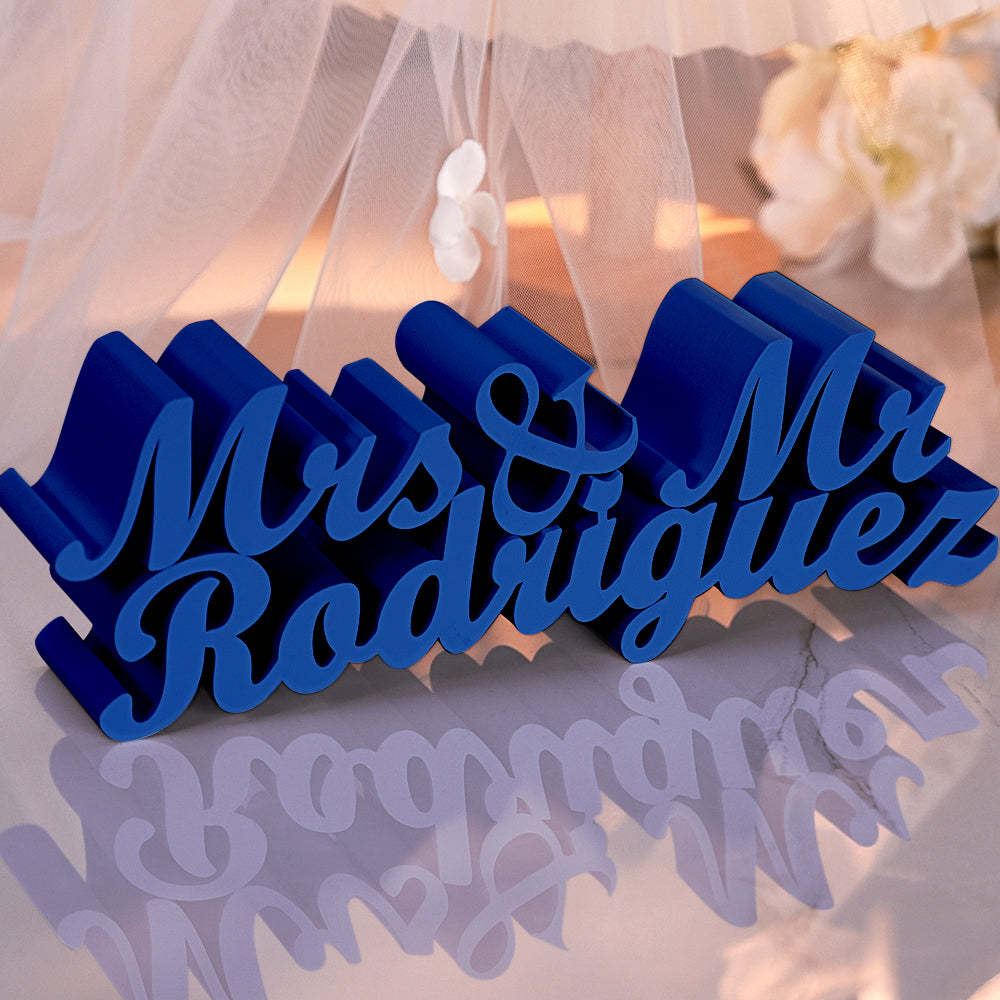 Personalized 3D Print Last Name Sign Custom Wedding Family Name Sign Wedding Tabletop Centerpieces for Wedding and Home - SantaSocks