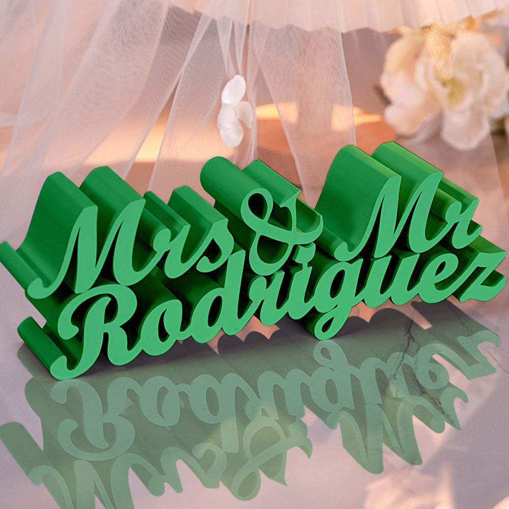 Personalized 3D Print Last Name Sign Custom Wedding Family Name Sign Wedding Tabletop Centerpieces for Wedding and Home - SantaSocks