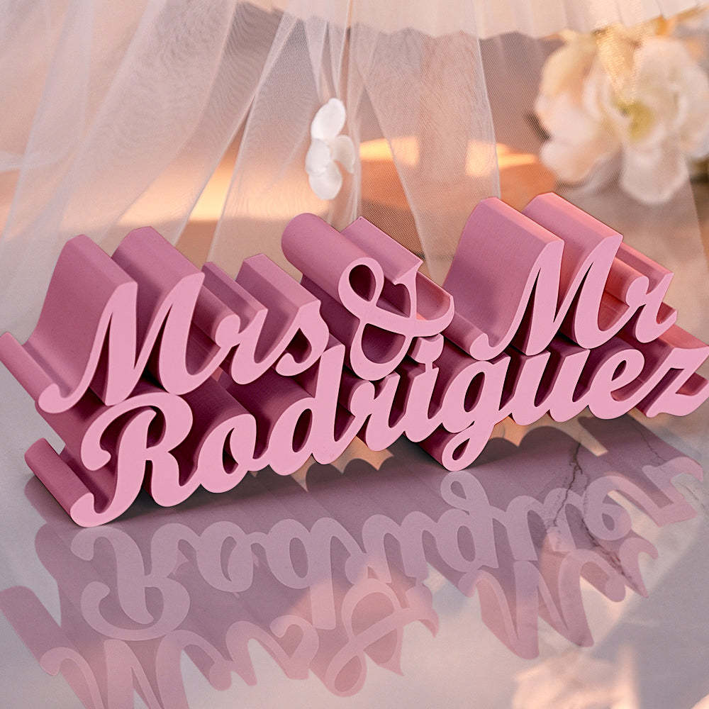 Personalized 3D Print Last Name Sign Custom Wedding Family Name Sign Wedding Tabletop Centerpieces for Wedding and Home - SantaSocks