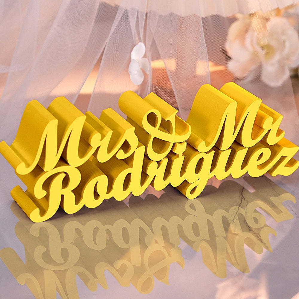 Personalized 3D Print Last Name Sign Custom Wedding Family Name Sign Wedding Tabletop Centerpieces for Wedding and Home - SantaSocks