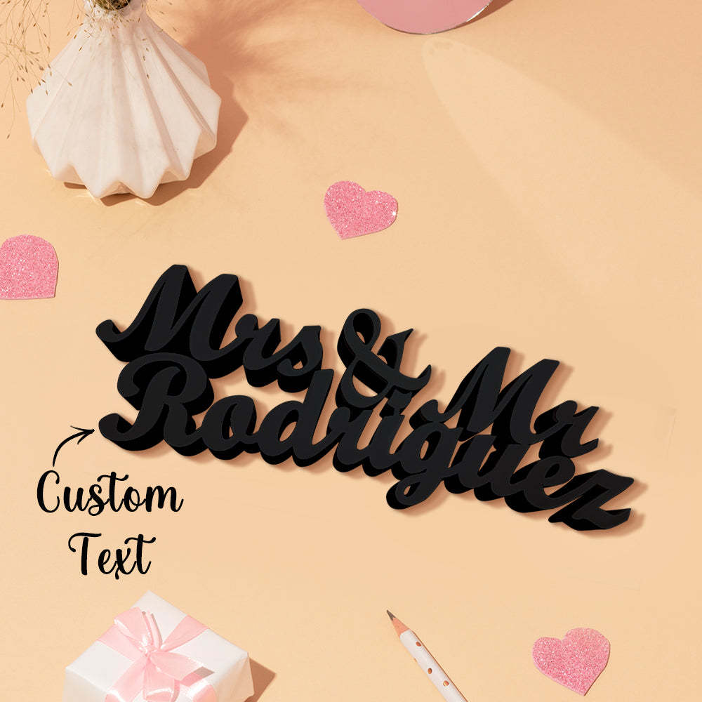 Personalized 3D Print Last Name Sign Custom Wedding Family Name Sign Wedding Tabletop Centerpieces for Wedding and Home - SantaSocks