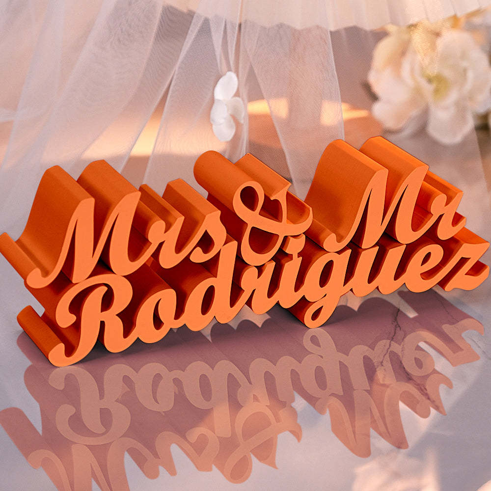 Personalized 3D Print Last Name Sign Custom Wedding Family Name Sign Wedding Tabletop Centerpieces for Wedding and Home - SantaSocks