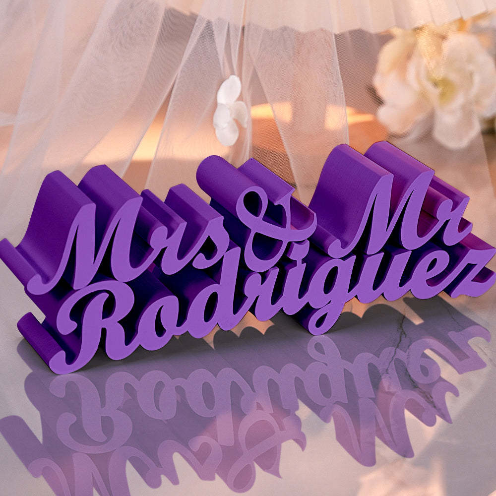 Personalized 3D Print Last Name Sign Custom Wedding Family Name Sign Wedding Tabletop Centerpieces for Wedding and Home - SantaSocks