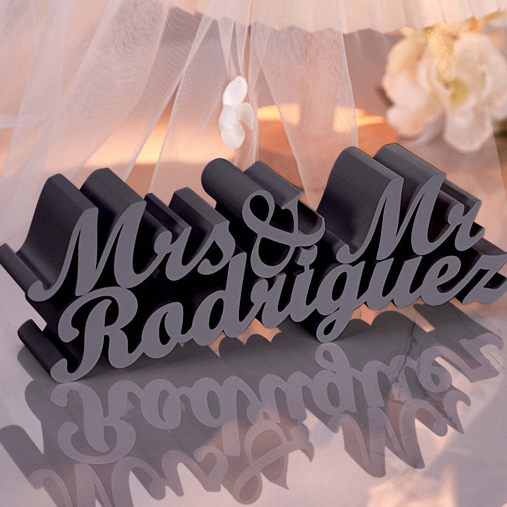 Personalized 3D Print Last Name Sign Custom Wedding Family Name Sign Wedding Tabletop Centerpieces for Wedding and Home - SantaSocks