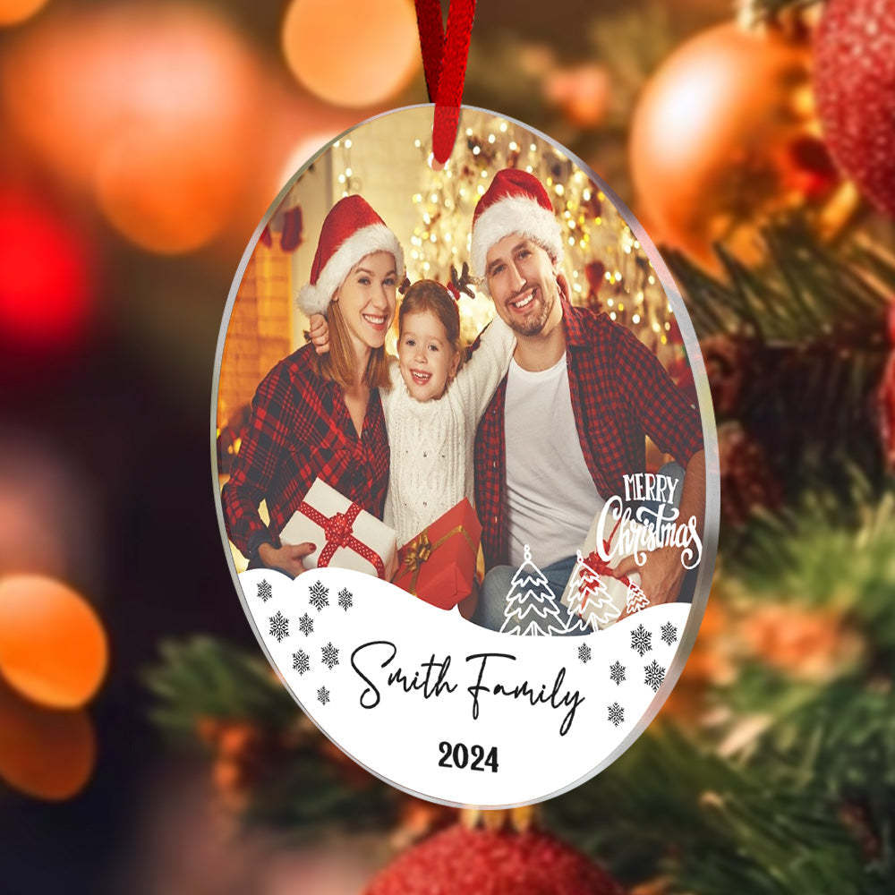 Personalized Photo Christmas Ornament with Family Name Christmas Ornament Gifts for Family - Bestchristmasgifts