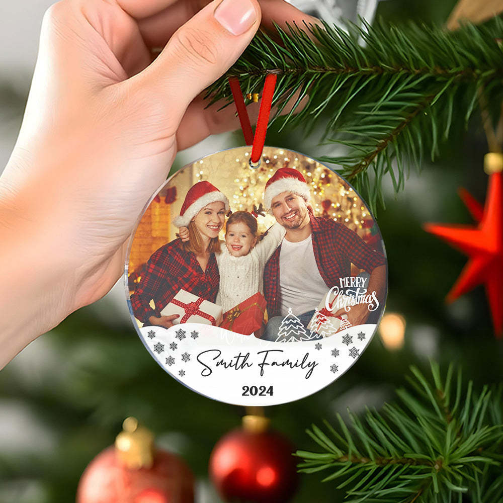Personalized Photo Christmas Ornament with Family Name Christmas Ornament Gifts for Family - Bestchristmasgifts