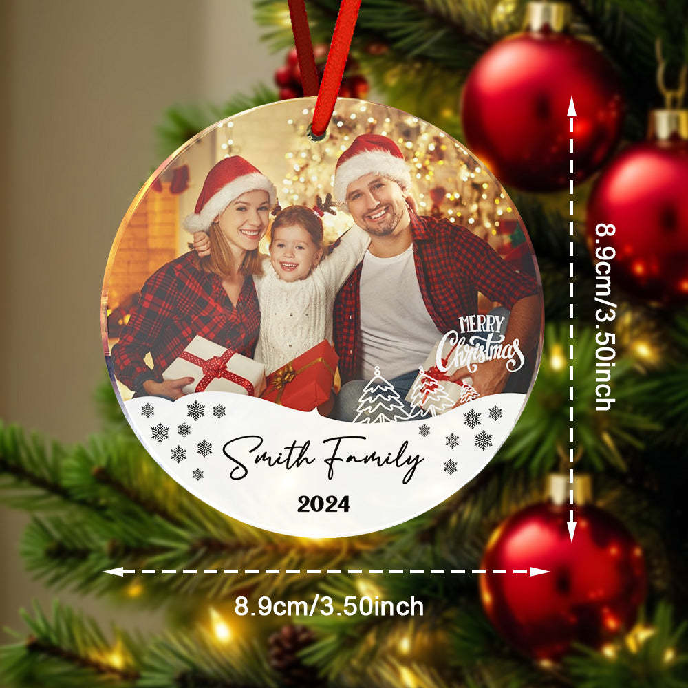 Personalized Photo Christmas Ornament with Family Name Christmas Ornament Gifts for Family - Bestchristmasgifts