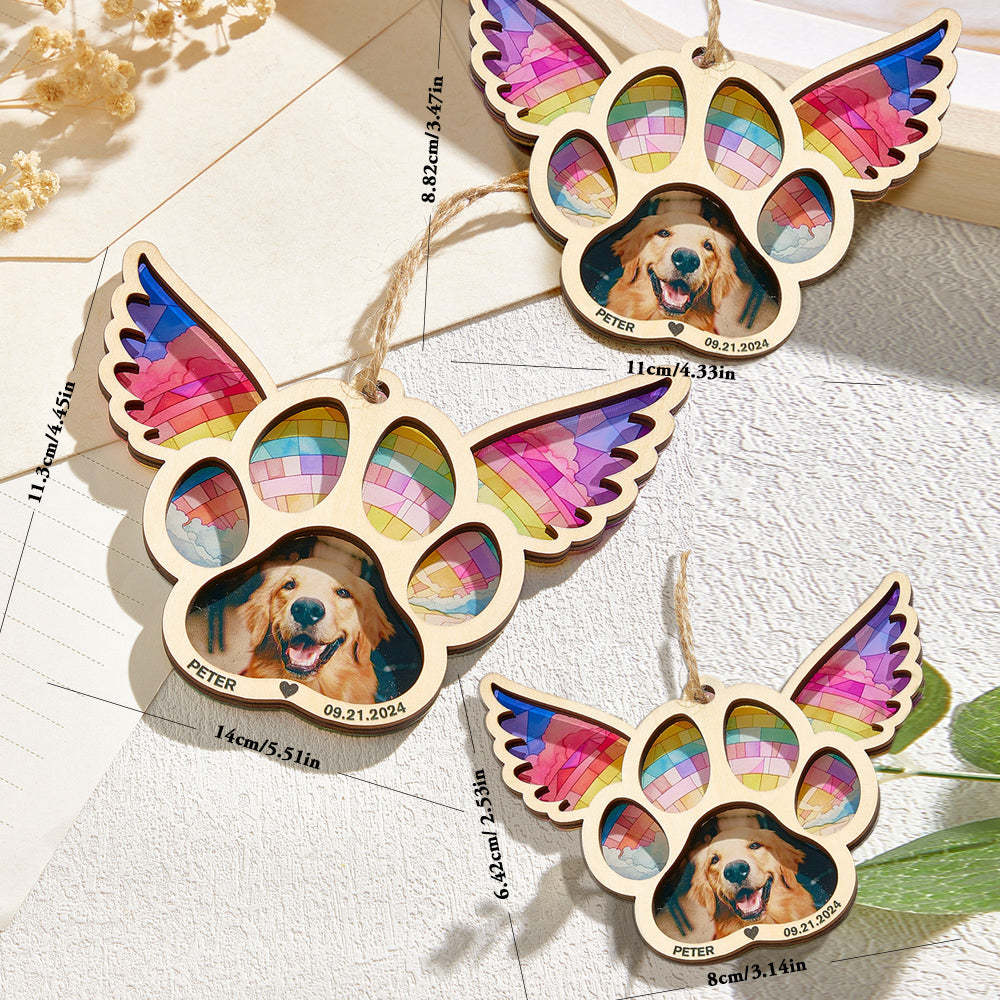 Personalized Pet Suncatcher Ornament with Photo Paw Print Ornament Memorial Gift for Pet Lovers - Bestchristmasgifts