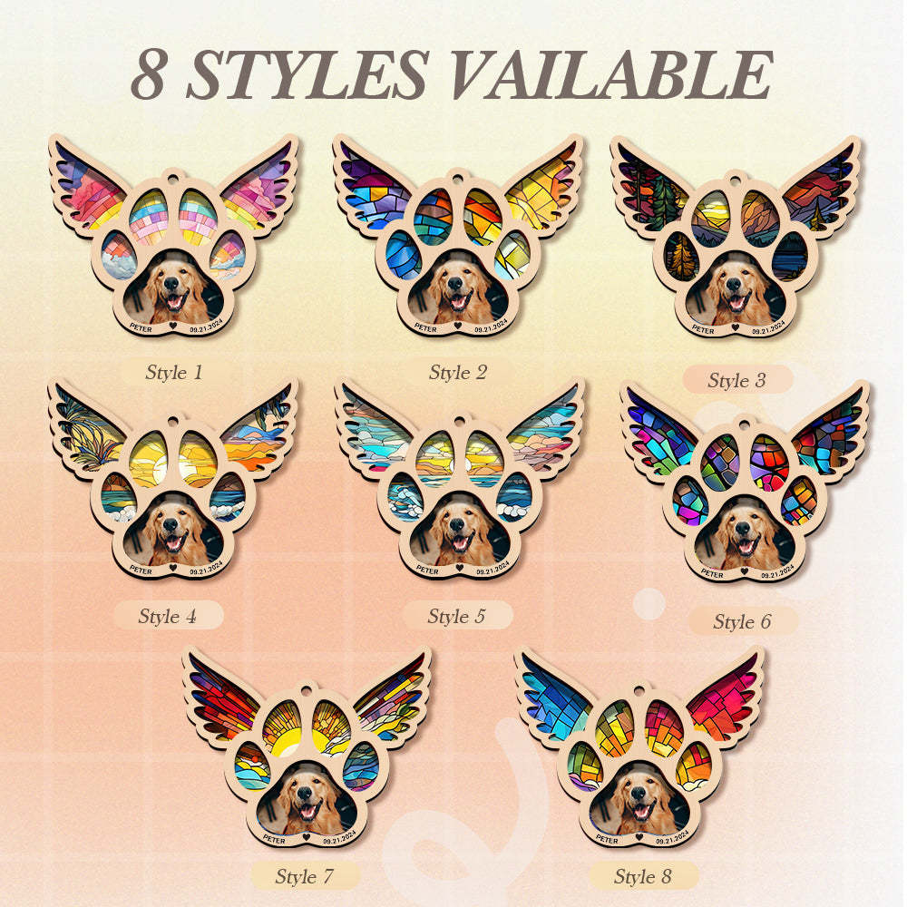 Personalized Pet Suncatcher Ornament with Photo Paw Print Ornament Memorial Gift for Pet Lovers - Bestchristmasgifts