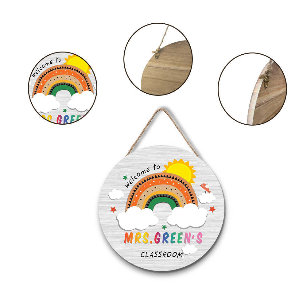 Custom Rainbow Cute Teacher Door Sign, Welcome Sign Gift for Teacher -SantaSocks