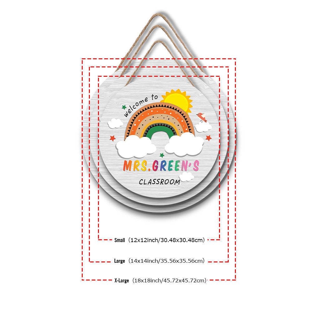 Custom Rainbow Cute Teacher Door Sign, Welcome Sign Gift for Teacher -SantaSocks